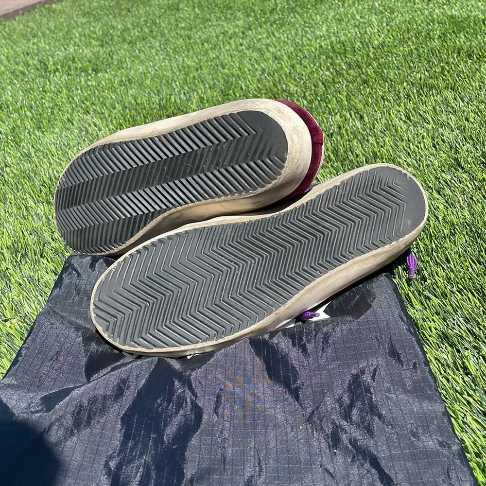 Burgundy velvet golden goose sneakers - Picture 6 of 8